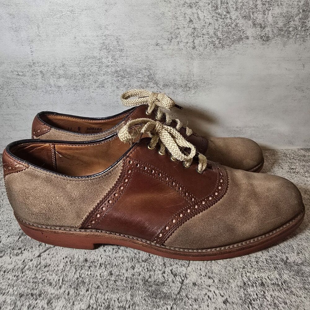 Walk-Over Rare Vintage Suede & Calfskin Saddle Mens Dress Shoes Oxford Sz 11 D/B